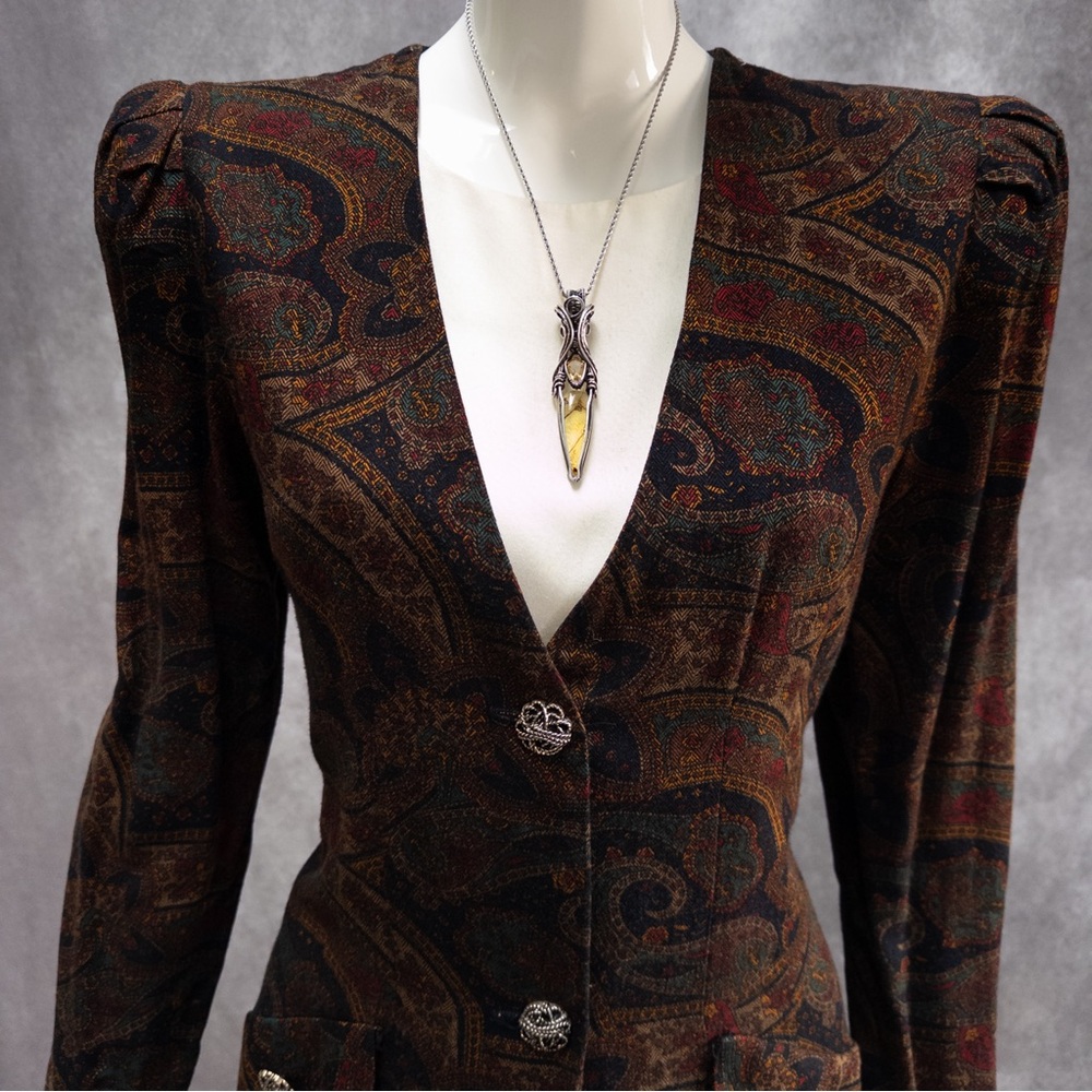 ‼️Sold‼️ Vintage 80s Jessica Howard Paisley Tapestry Pleated Skirt Dress